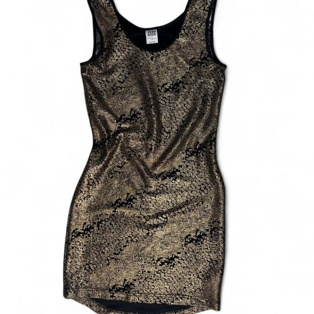 VERA MODA Glamorous gold and black metallic mini dress #y2kfashion #partydress